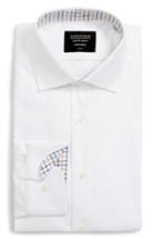 Men's Nordstrom Men's Shop Trim Fit Non-iron Herringbone Dress Shirt - White