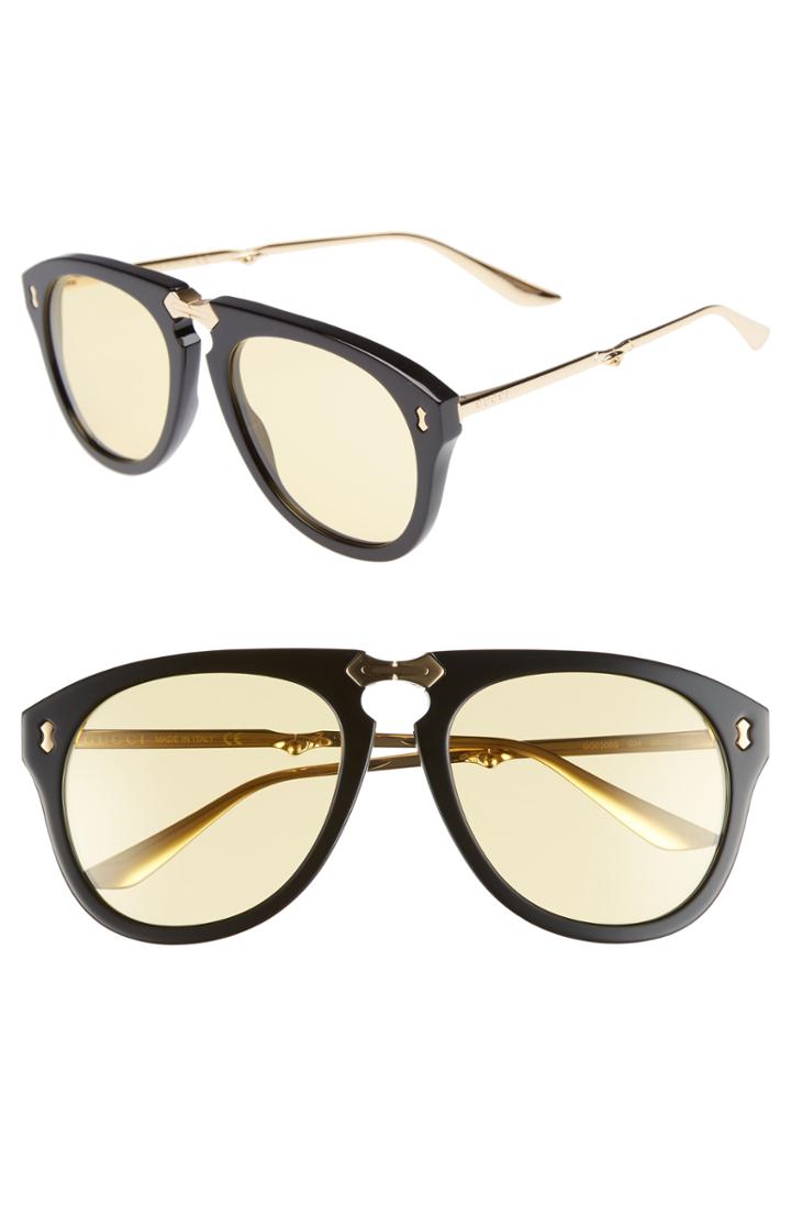 Men's Gucci Big Rivets 56mm Aviator Sunglasses -