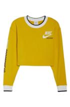 Women's Nike Reversible Crop Sweatshirt - Yellow