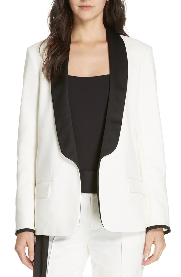 Women's Joie Quade Frill Sleeve Tuxedo Jacket - White