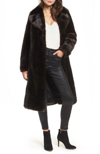 Women's Kendall + Kylie Faux Mink Coat - Brown
