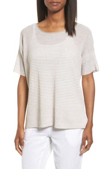 Women's Eileen Fisher Organic Linen Two-tone Sweater - Beige