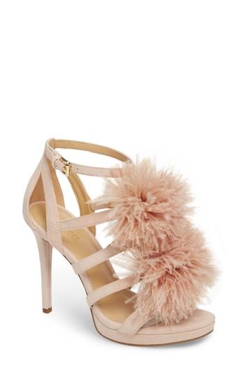 Women's Michael Michael Kors Fara Feather Pom Sandal M - Pink
