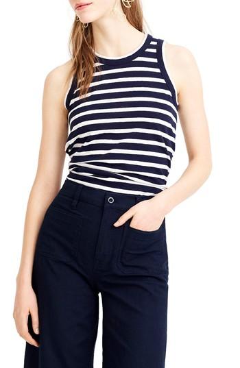 Women's J.crew Tie-back Stripe Tank - Blue