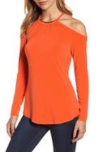 Women's Michael Michael Kors Neck Plate Cold Shoulder Top - Orange