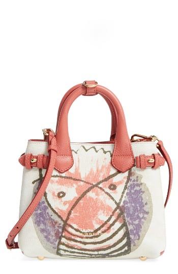 Burberry Small Banner - Palace Print Leather Tote - Red