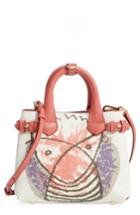 Burberry Small Banner - Palace Print Leather Tote - Red