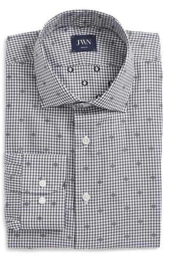 Men's John W. Nordstrom Trim Fit Check Dress Shirt - Grey