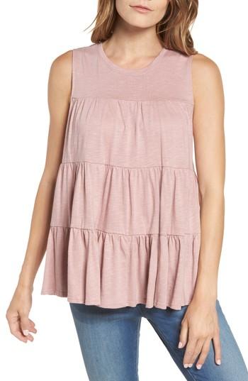 Women's Everleigh Tiered Ruffle Cotton Blend Tank Top - Pink