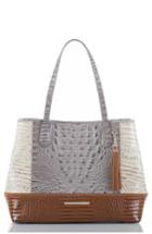 Brahmin Medium Julian Croc Embossed Leather Tote - Grey