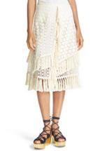Women's See By Chloe Lace & Fringe Skirt