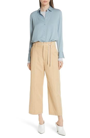 Women's Vince Slim Fit Stretch Silk Blouse - Blue