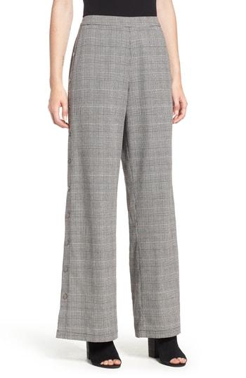 Women's Side Snap Menswear Pants - Black