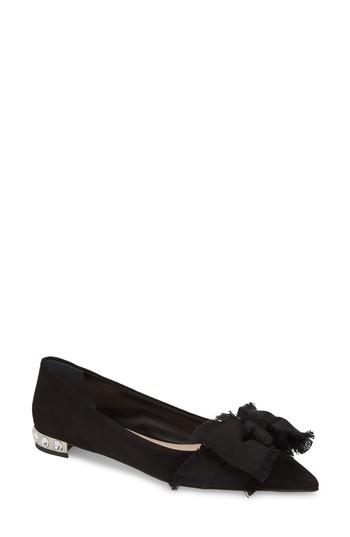 Women's Miu Miu Embellished Heel Bow Flat Us / 35eu - Black
