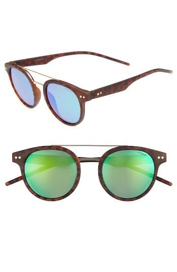 Women's Polaroid 49mm Polarized Retro Sunglasses - Matte Havana/ Grey Green