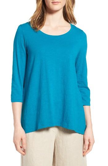 Women's Eileen Fisher Organic Cotton Top, Size - Blue/green