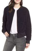 Women's Marc New York Teddy Fleece Bomber Jacket - Black