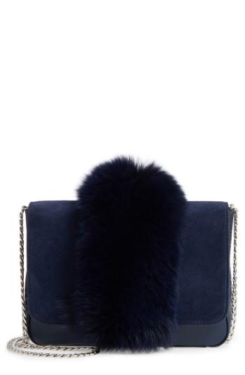 Loeffler Randall Lock Genuine Fox Fur Shoulder Bag -