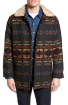 Men's Pendleton Brownsville Wool Jacket With Genuine Shearling Collar - Black
