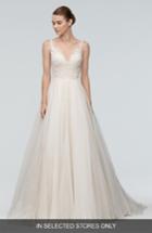 Women's Watters 'janet' Embellished Tulle & Organza A-line Gown, Size - Ivory