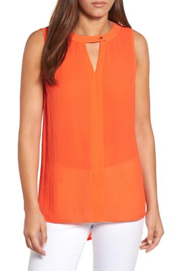 Women's Chaus Keyhole Textured Blouse - Orange