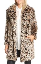 Women's Bb Dakota Rooney Leopard Spot Faux Fur Coat - Brown