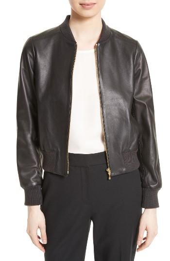 Women's Kate Spade New York Leather Bomber Jacket