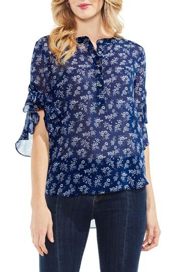 Women's Vince Camuto Ruffle Sleeve Floral Top, Size - Blue