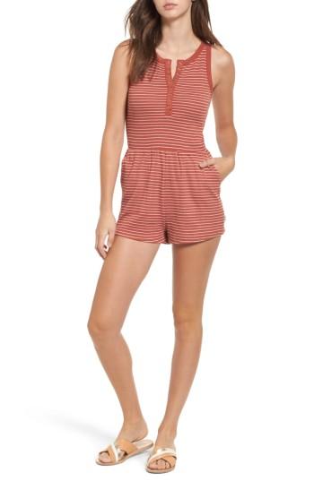 Women's Rvca Grow Up Stripe Romper - Pink