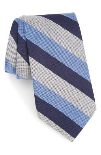 Men's Calibrate Byron Stripe Cotton Blend Tie, Size - Blue