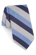 Men's Calibrate Byron Stripe Cotton Blend Tie, Size - Blue