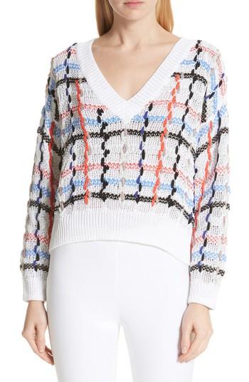 Women's Rag & Bone Lloyd Ribbon Detail Plaid Sweater - White