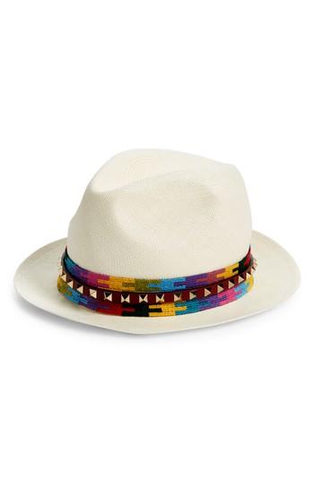 Women's Valentino Garavani Rockstud Straw Trilby - Ivory
