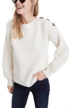 Women's Madewell Boat Neck Button Shoulder Sweater, Size - Ivory