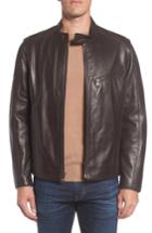 Men's Marc New York Gibson Slim Leather Moto Jacket - Brown