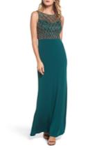 Women's Adrianna Papell Beaded Bodice Column Gown - Green