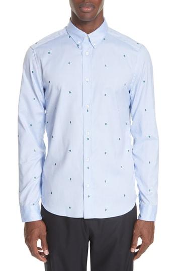 Men's Kenzo Slim Fit Print Sport Shirt Eu - Blue