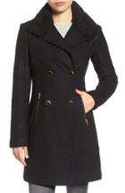 Women's Guess Boucle Sleeve Wool Blend Military Coat