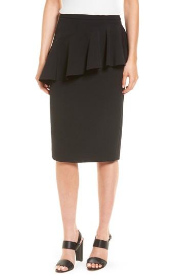 Women's Halogen Ruffle Detail Pencil Skirt - Black