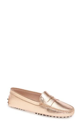 Women's Tod's 'gommini' Driving Moccasin Us / 40eu - Metallic