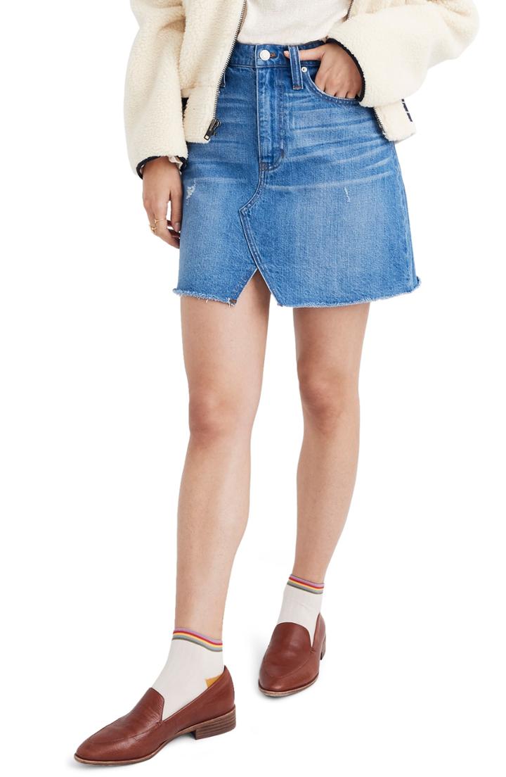 Women's Madewell Cutout A-line Miniskirt - Blue
