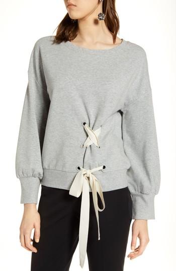 Women's Halogen Lace-up Sweatshirt - Grey