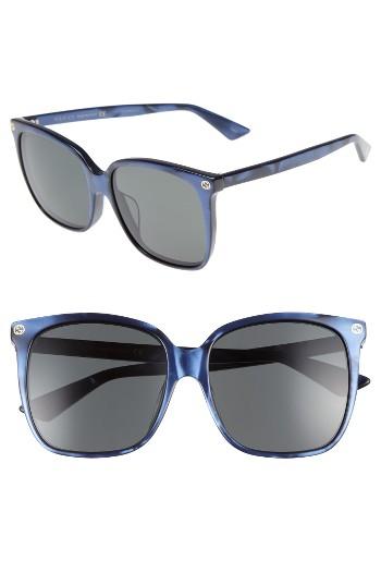 Women's Gucci 57mm Gradient Sunglasses - Pearl Blue/ Grey
