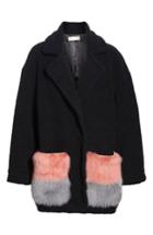 Women's Anne Vest Berri Wool Blend Coat With Genuine Shearling Pockets Us / 42 De - Black