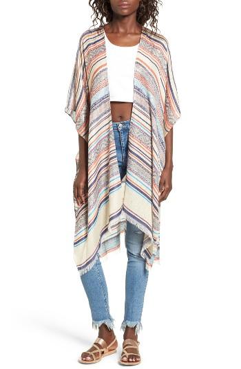 Women's David & Young Stripe Ruana, Size - Orange