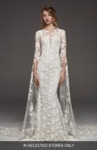 Women's Altelier Pronovias Himalaya Lace Drape Sleeve Gown, Size In Store Only - Ivory