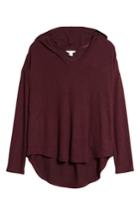 Petite Women's Caslon High/low Hoodie, Size P - Burgundy