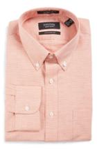 Men's Nordstrom Men's Shop Traditional Fit Houndstooth Linen & Cotton Dress Shirt 32 - Orange