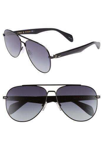 Men's Rag & Bone 62mm Aviator Gradient Sunglasses - Black