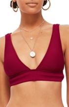 Women's Topshop Ribbed Triangle Bikini Top Us (fits Like 0-2) - Burgundy